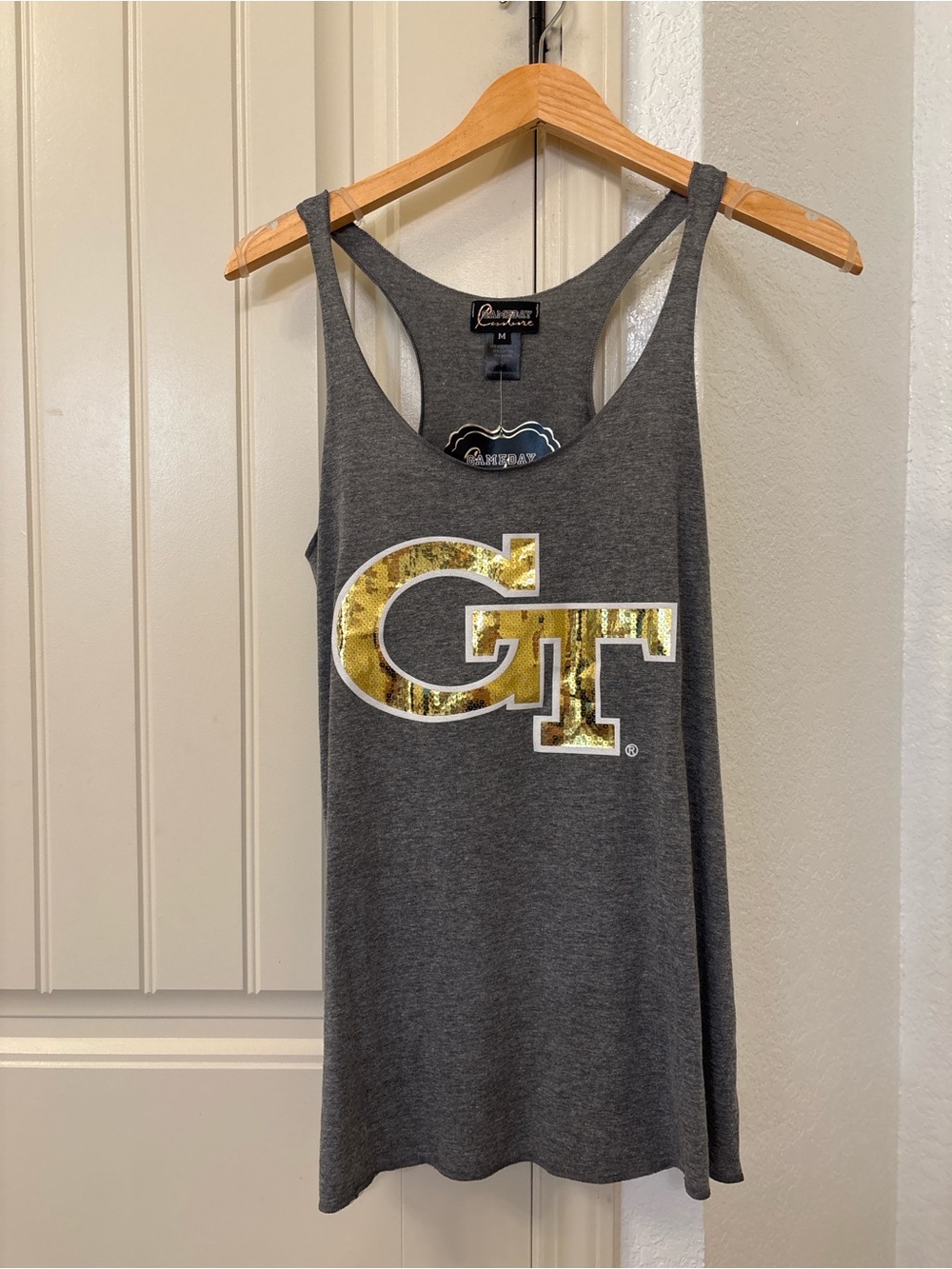 Georgia Tech GT Sequin Racerback Tank Top Medium NWT Gameday Couture